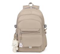Mochila para niñas para estudiantes universitarios de secundaria, bonita mochila estética para adolescentes y mujeres con accesorios, color caqui