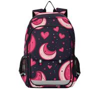 Mochila para niñas y niños para la escuela de 8 a 12: mochila ajustable para adolescentes en varios colores - corazón luna San Valentín