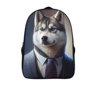 Mochila para niños con impresión 3D,16 pulgadas, traje de perro husky, mochila escolar ligera de viaje con animales, mochila de moda con 2 compartimentos para niños y estudiantes de escuela