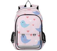 Mochila para niños de 8 a 12 años: bolsa de libros de gran capacidad para bolsas de libros para adolescentes y niños en varios colores - Pájaro de dibujos animados de corazón feliz