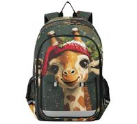 Mochila para niños de 8 a 12: mochila casual para niños y niñas de sexto grado en varios colores, jirafa de Navidad