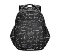 Mochila para niños, dibujos animados, ecuaciones matemáticas, mochila negra para escuela primaria, Ecuaciones matemáticas de dibujos animados, color negro, 17 Inch, Classic