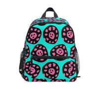 Mochila para niños, irregular, circular, lunares rosados, azul verdoso, Irregular Circular Pink Spots Verdoso Azul, Small, Moda