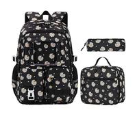 Mochila para niños, ligera e informal, bonita mochila de guardería para adolescentes, niñas, niños, correas ajustables, mochila escolar para guardería y escuela, 46 x 31 x 18 cm, Negro , Talla única