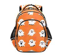 Mochila para niños, lindos fantasmas blancos, mochila naranja para escuela primaria, Cute White Ghosts Orange, 15 Inch, Classic