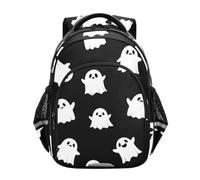 Mochila para niños, lindos fantasmas blancos, mochila negra para escuela primaria, Cute White Ghosts Black, 17 Inch, Classic