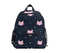 Mochila para niños Pink Cat Polka Dot Navy Kindergarten Prechool Bag for Toddler Girls Boys