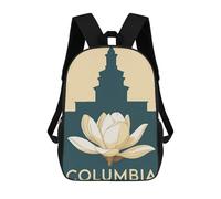 Mochila Para Niños Y Niñas Con Impresión 3D Columbia South Carolina Cityscape with Magnolia Mochila Escolar Para Niños De Primaria, Mochila Informal De Viaje Para Portátil 17inch