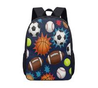 Mochila para niños y niñas, diseño de balones deportivos vibrantes, de 17 pulgadas, diseño divertido, 03., L, Minimalista