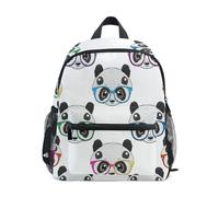 Mochila para niños y niñas, lindos pandas de dibujos animados, mini mochila de jardín de infantes para niños con etiqueta de nombre, Cute Cartoon Pandas White-1, 3-5 Years