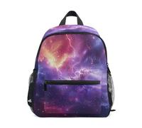 Mochila para niños y niñas, mini bolsa de viaje con etiqueta de nombre de galaxia morada, Galaxia morada, 3-5 Years, Lindas mochilas