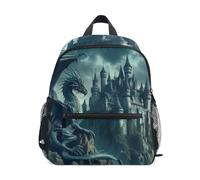 Mochila para niños y niñas, mochila de viaje de dragón y castillo con etiqueta de nombre, mochilas para niños pequeños, Dragon and Castle, 3-5 Years, Lindas mochilas