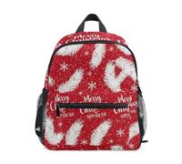 Mochila para niños y niñas, ramas de pino blanco, mochilas rojas para niños pequeños con etiqueta de nombre, 3-8 años, White Pine Branches Red, S