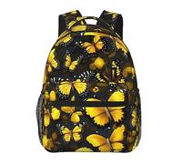 Mochila para portátil con estampado de flores amarillas y grises elegante mochila para libros mochila universitaria bolsa de trabajo de negocios para hombres y mujeres, Mariposas de flores amarillas,