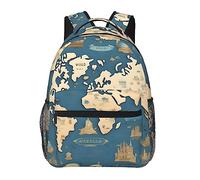 Mochila para portátil con estampado de flores amarillas y grises elegante mochila para libros mochila universitaria bolsa de trabajo de negocios para hombres y mujeres, Mapa del mundo, One Size