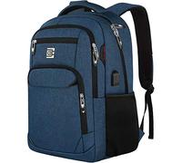 Mochila para portátil, viajes de negocios, antirrobo, delgada, duradera, puerto de carga USB, resistente al agua, universitaria, unisex, se adapta a portátiles de 15,6 pulgadas, color azul