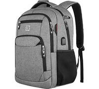 Mochila para portátil, viajes de negocios, antirrobo, delgada, duradera, puerto de carga USB, resistente al agua, universitaria, unisex, se adapta a portátiles de 15,6 pulgadas, color gris