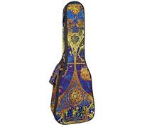 Mochila para ukelele de concierto, resistente bolsa para ukelele con almacenamiento, soprano concierto tenor ukelele bolsa acolchada de 10 mm, vintage azul oscuro mapa del mundo