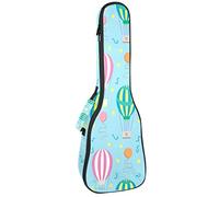 Mochila para ukelele de concierto, resistente bolsa para ukelele con almacenamiento, soprano concierto tenor ukelele bolsa acolchada de 10 mm, globos de aire caliente, color rosa y verde