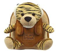 PERLETTI Mochila Infantil Grande de Tigre de Peluche - Bolso para Niños Niñas 3 4 5 Años con Muñeco Extraíble Escuela Guarderia Viaje - Bolsa Escolar Suave con Animal - 21x27x9 cm (Tigre)