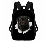 Mochila Perro Pug Negro Daypack Prácticamochila Escolar Unisex Mochilas Escolares para Escolar Senderismo Aire Libre
