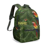 Mochila personalizable con diseño de loro tropical y selva tropical de 40 cm, impresión completa, colorida mochila de pájaro del paraíso para la escuela, 01., L, Casual