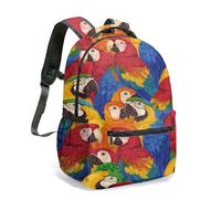 Mochila personalizable con diseño de loro tropical y selva tropical de 40 cm, impresión completa, colorida mochila de pájaro del paraíso para la escuela, 05., L, Casual