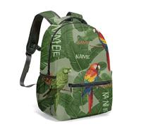 Mochila personalizable con diseño de loro tropical y selva tropical de 40 cm, impresión completa, colorida mochila de pájaro del paraíso para la escuela, 02., L, Casual