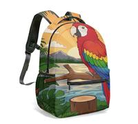 Mochila personalizable con diseño de loro tropical y selva tropical de 40 cm, impresión completa, colorida mochila de pájaro del paraíso para la escuela, 03., L, Casual