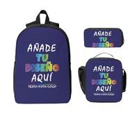 Mochila Personalizada 17” 3 Piezas Con Bolsa De Almuerzo Y Estuche AñAde Agrega Tu Texto Imagen Foto Logo Personalizadas Mochilas Infantiles Para NiñOs Ideal Para Escuela, Viaje, Picnic Y Trabajo.