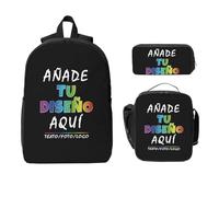 Mochila Personalizada 17” 3 Piezas Con Bolsa De Almuerzo Y Estuche AñAde Agrega Tu Texto Imagen Foto Logo Personalizadas Mochilas Infantiles Para NiñOs Ideal Para Escuela, Viaje, Picnic Y Trabajo.