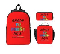 Mochila Personalizada 17” 3 Piezas Con Bolsa De Almuerzo Y Estuche AñAde Agrega Tu Texto Imagen Foto Logo Personalizadas Mochilas Infantiles Para NiñOs Ideal Para Escuela, Viaje, Picnic Y Trabajo.