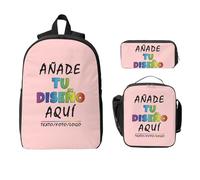 Mochila Personalizada 17” 3 Piezas Con Bolsa De Almuerzo Y Estuche AñAde Agrega Tu Texto Imagen Foto Logo Personalizadas Mochilas Infantiles Para NiñOs Ideal Para Escuela, Viaje, Picnic Y Trabajo.