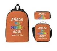 Mochila Personalizada 17” 3 Piezas Con Bolsa De Almuerzo Y Estuche AñAde Agrega Tu Texto Imagen Foto Logo Personalizadas Mochilas Infantiles Para NiñOs Ideal Para Escuela, Viaje, Picnic Y Trabajo.