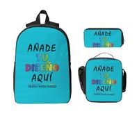 Mochila Personalizada 17” 3 Piezas Con Bolsa De Almuerzo Y Estuche AñAde Agrega Tu Texto Imagen Foto Logo Personalizadas Mochilas Infantiles Para NiñOs Ideal Para Escuela, Viaje, Picnic Y Trabajo.