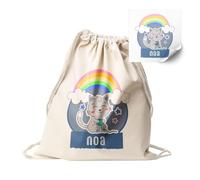 Mochila Personalizada Algodón Diseño Infantil | Bolso Saco con Cuerdas | Regalos Originales Vuelta al cole | Regalos para Niños y Niñas | Hecho en España (Gato)