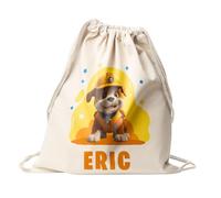 Mochila Personalizada Algodón Diseño Infantil | Bolso Saco con Cuerdas | Regalos Originales Vuelta al cole | Regalos para Niños y Niñas | Hecho en España (Rubble - Patrulla)