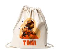 Mochila Personalizada Algodón Diseño Infantil | Bolso Saco con Cuerdas | Regalos Originales Vuelta al cole | Regalos para Niños y Niñas | Hecho en España (Zuma - Patrulla)