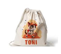 Mochila Personalizada Algodón Patrulla Gatuna | Bolso Saco con Cuerdas | Regalos Originales Vuelta al cole | Regalos para Niños y Niñas | Hecho en España (Zuma)