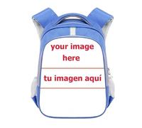 Mochila Personalizada con Tu Propio Diseño Impresión De Imagen O Foto, Mochilas De Guardería De Dibujos Animados, Mochilas Escolares para Niños y Niñas, Mochilas para Libros Regalo Blue,16 Inches
