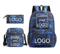 Mochila Personalizada De Tres Piezas Bolso De Hombro Estuche para Bolígrafos Mochila Escolar con Logo Personalizado Color8,42 * 30 * 12CM