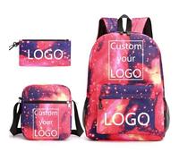 Mochila Personalizada De Tres Piezas Bolso De Hombro Estuche para Bolígrafos Mochila Escolar con Logo Personalizado Color4,42 * 30 * 12CM