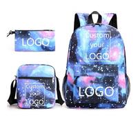 Mochila Personalizada De Tres Piezas Bolso De Hombro Estuche para Bolígrafos Mochila Escolar con Logo Personalizado Color3,42 * 30 * 12CM