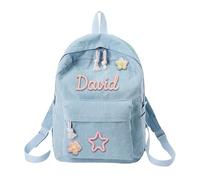 Mochila personalizada para niñas y niñas, mochila escolar tejida cuerda de algodón, alfabeto escolar para perros y mochilas para perros, azul, B, Mochilas daypack