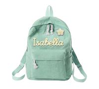 Mochila personalizada para niñas y niñas, mochila escolar tejida cuerda de algodón, bolso escolar del alfabeto para y mochilas geniales para hombres, verde, B, Mochilas daypack