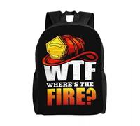 Mochila personalizada WTF ¿Dónde demonios está el incendio? Bombero divertido para mujeres Hombres Colegio Libro de estudiante universitario encaja Regalo de Festival de Portátiles de 15 pulgadas