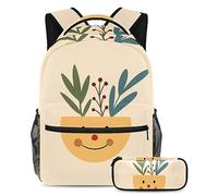 Mochila plana con estuche para lápices, juego de 2 mochilas escolares para niños, niñas, adolescentes, bolsa de viaje para estudiantes, multicolor, B:29.4x20x40cm P:19x7.5x3.8cm, Mochilas Daypack