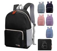 Mochila plegable ligera de 20 a 35 L, mochila para estudiantes, mochila pequeña, resistente al agua, duradera, para mujeres y hombres, al aire libre, camping, viajes, senderismo, ciclismo, Negro,