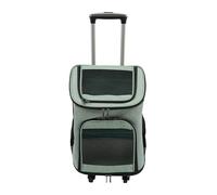 Mochila plegable para mascotas, transportador plegable con ruedas, mochila para perros y gatos con carrito de 2 en 1 a 9 kg, transpirable, transparente para perros y gatos (verde)