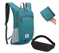 Mochila plegable + riñonera, 15 l, ultraligera, mochila para el cinturón, pequeña mochila de senderismo, mochila de viaje para mujer, hombre, impermeable, mochila de viaje + riñonera para deportes al
